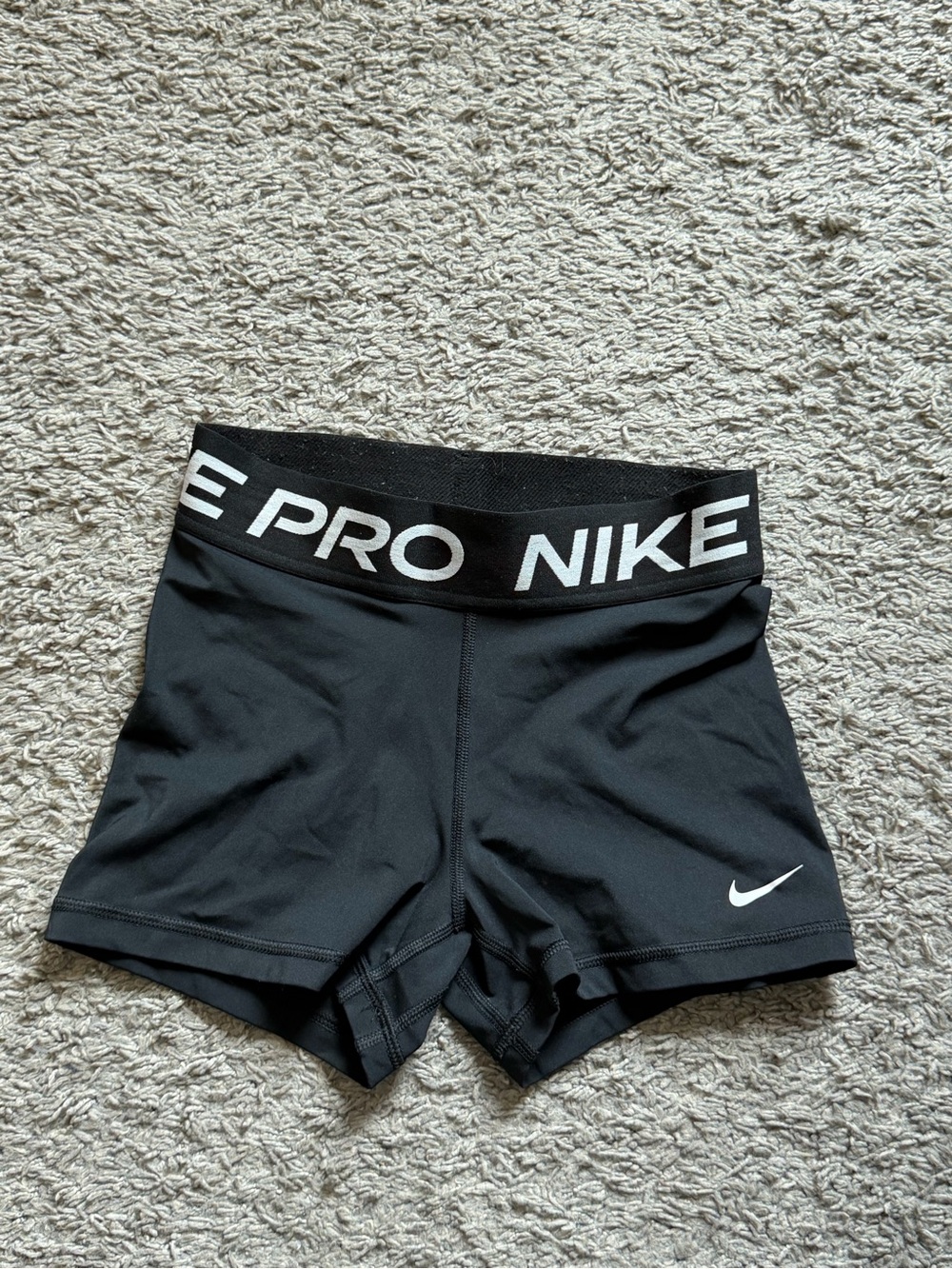 Nike Pro Black Women's Athletic Bike Shorts with White Swoosh